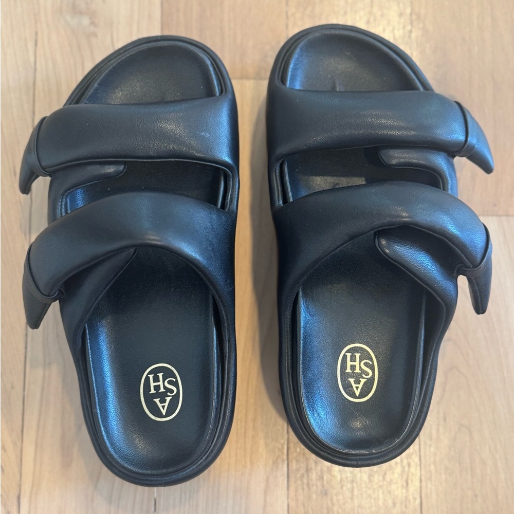 Ash Black Platform Slide Sandals